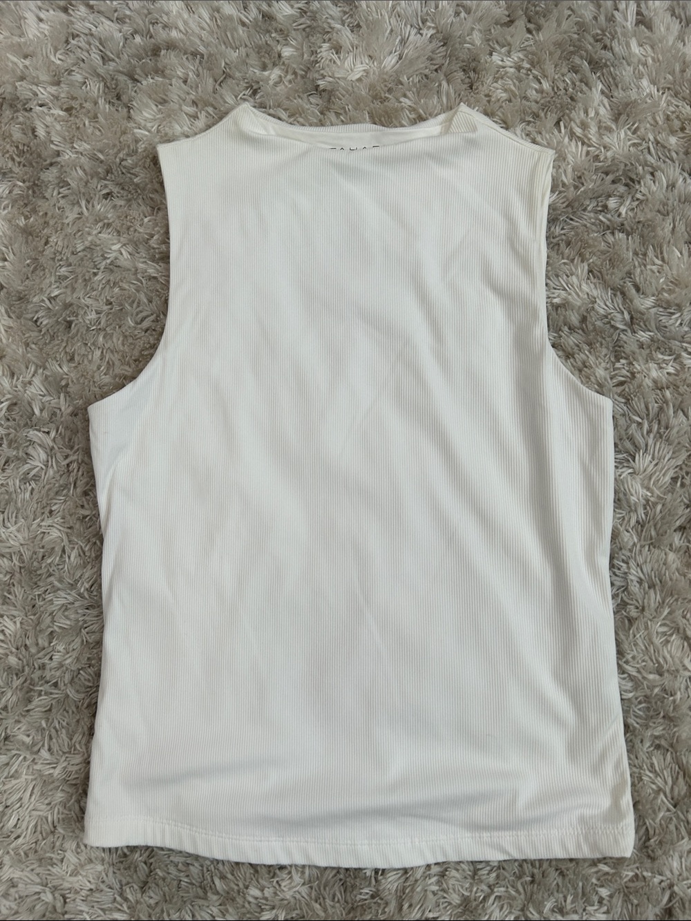Tahari White Ribbed Sleeveless Tank